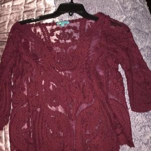Burgundy Lace Blouse